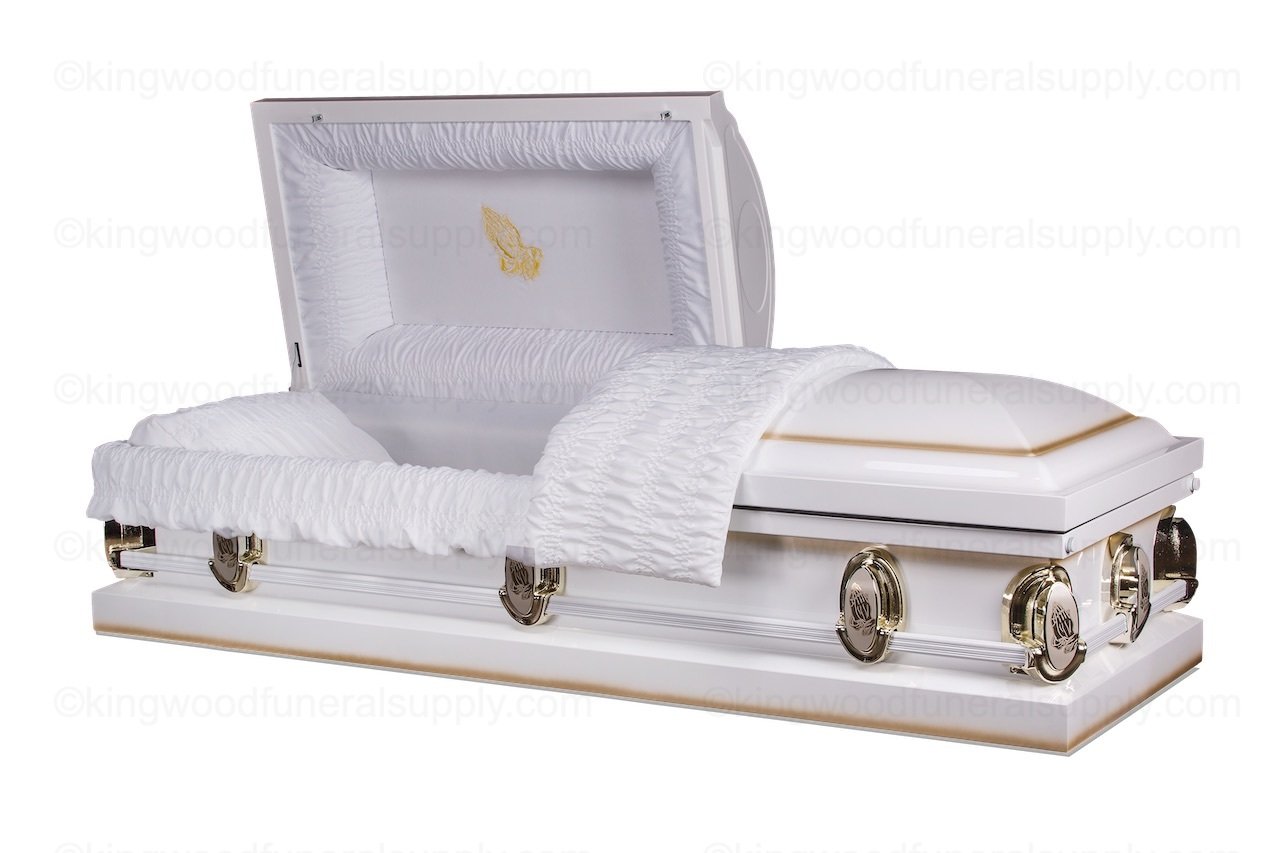 PRAY HAND metal funeral casket Kingwood Funeral Supply Inc
