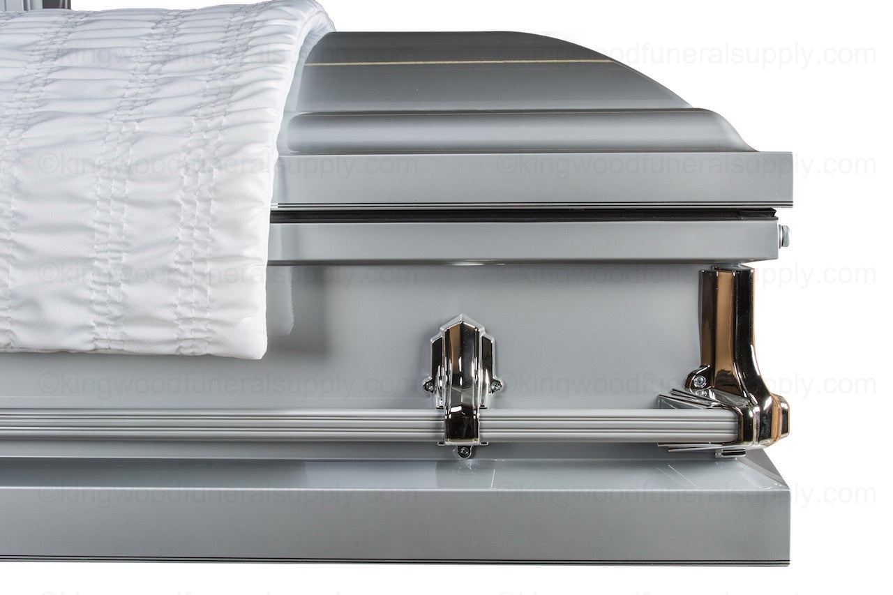 SHEPHERD SILVER metal funeral casket